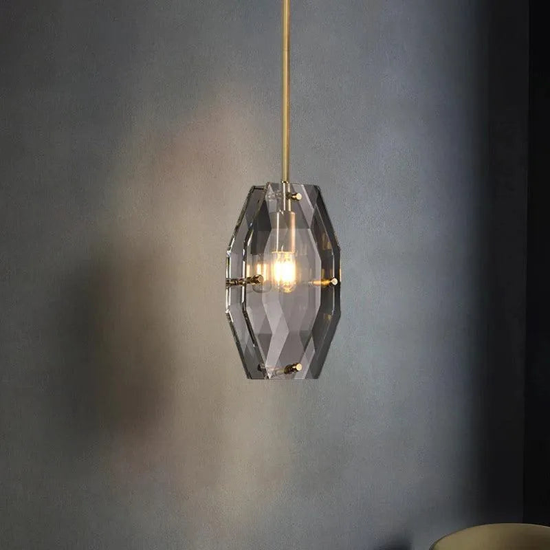 Contemporary Copper Crystal Chandelier.