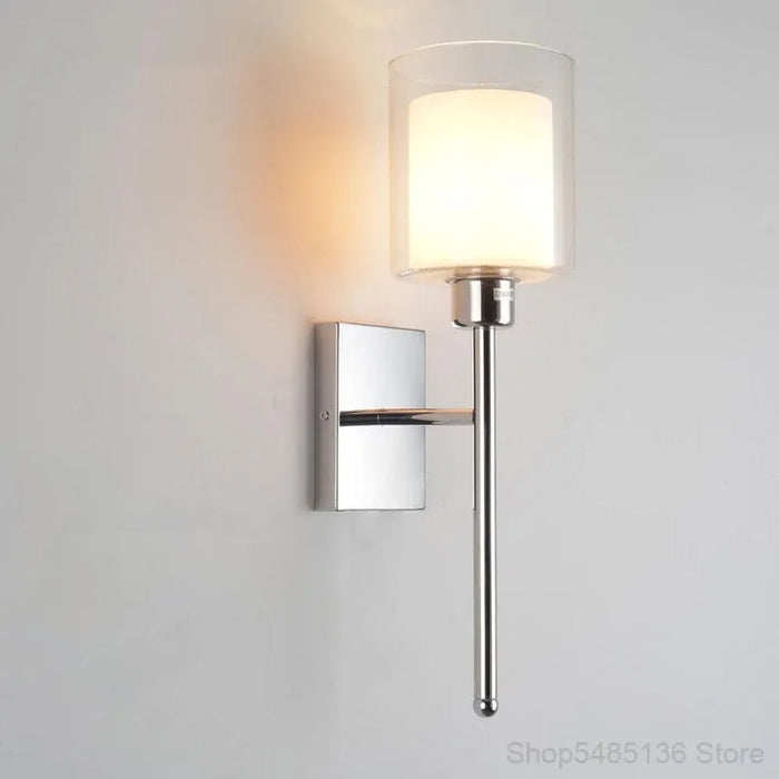 Contemporary Dual Glass Shade Wall Light. - Silver B