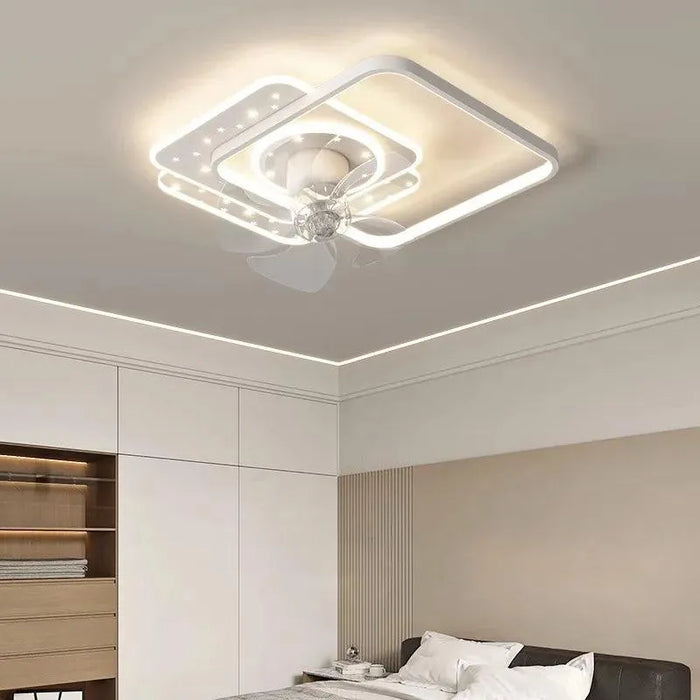 Ceiling Fan with LED Light. - Square  white / 110V
