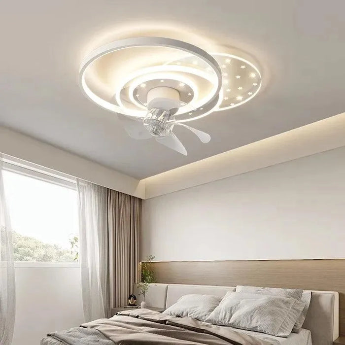 Ceiling Fan with LED Light. - Circle  white / 110V