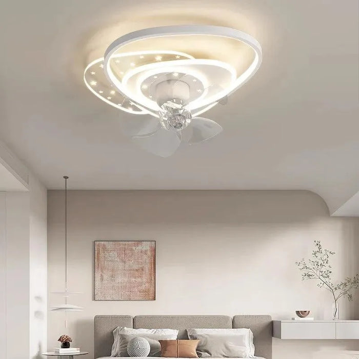 Ceiling Fan with LED Light. - Triangular white / 110V