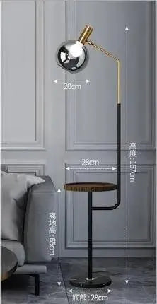 Nordic Glass Floor Lamp. - Black Walnut table