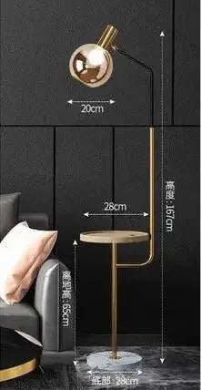 Nordic Glass Floor Lamp. - Gold Wood table