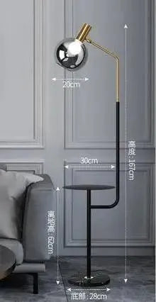 Nordic Glass Floor Lamp. - Black iron table