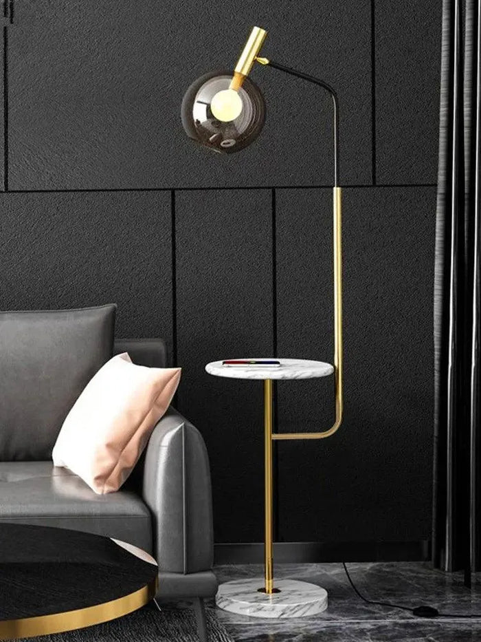 Nordic Glass Floor Lamp. - Gold Marble table
