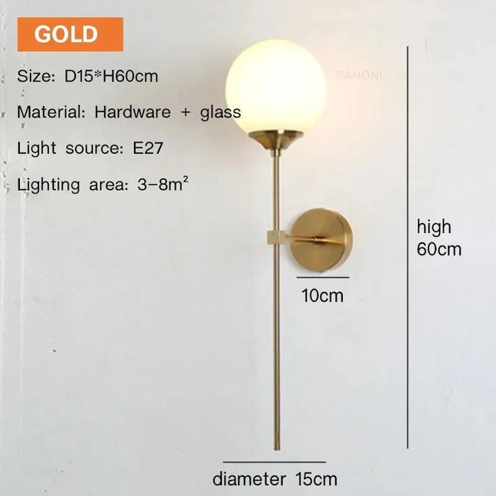 Contemporary Glass Wall Lamp. - Type A Gold / Cold White
