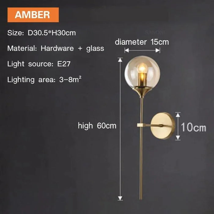 Contemporary Glass Wall Lamp. - Type A Amber / Cold White