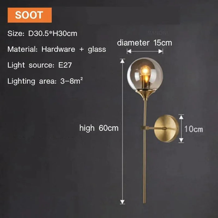 Contemporary Glass Wall Lamp. - Type A Soot / Cold White