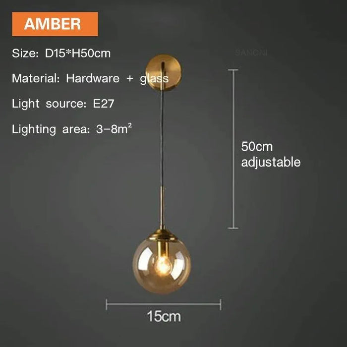 Contemporary Glass Wall Lamp. - Type B Amber / Cold White