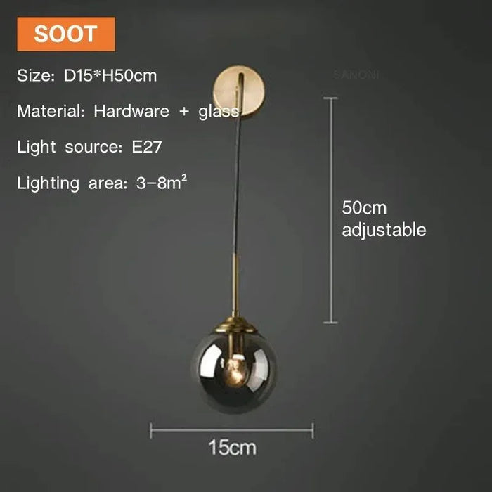 Contemporary Glass Wall Lamp. - Type B Soot / Cold White