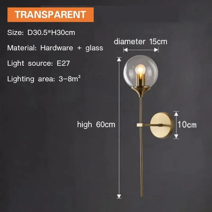 Contemporary Glass Wall Lamp. - Type A Transparent / Cold White