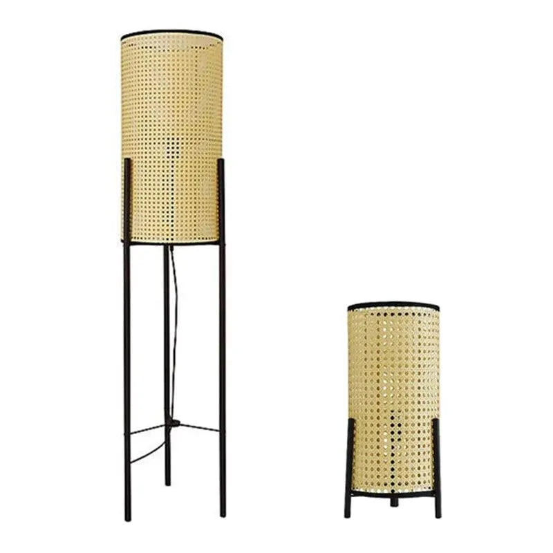 Contemporary Japanese Bamboo LED Floor Lamp: Simple Rattan Standing Light for Home Decoration. - BH Home Store