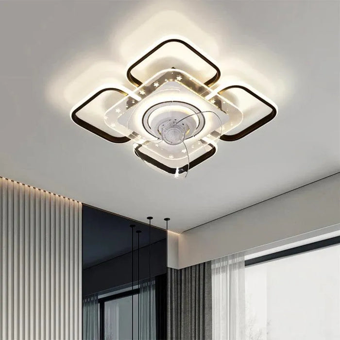 Ceiling Lamp with Folding Fan. - Black square / 110V