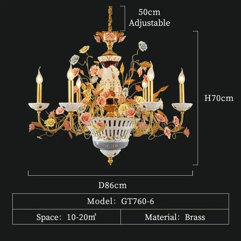 French Rose Ceramic Chandelier. - BH Home Store
