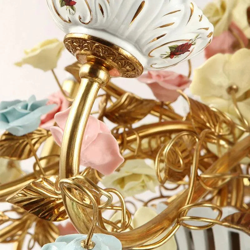 French Rose Ceramic Chandelier. - BH Home Store
