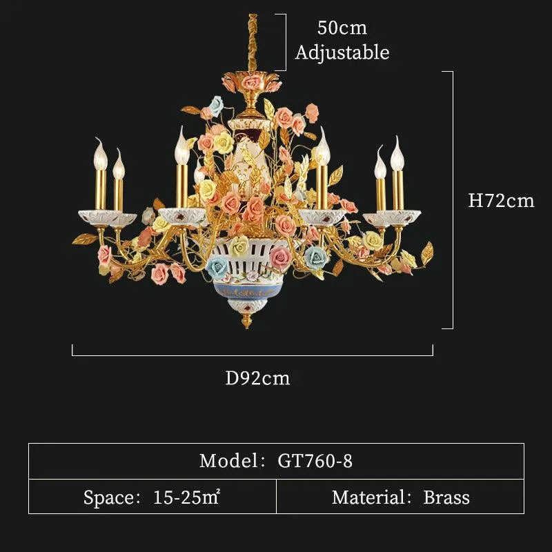 French Rose Ceramic Chandelier. - BH Home Store