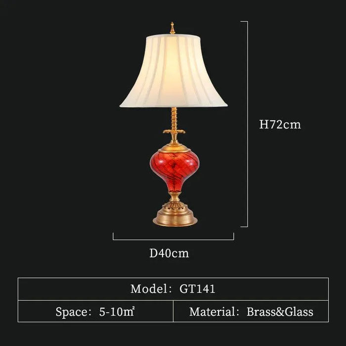 Luxurious Brass Glass Lamp. - D40 H72cm