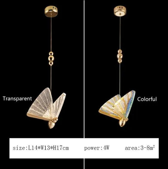 Modern Elegant Butterfly Pendant Light. - Type C-s / Neutral Light / Colorful