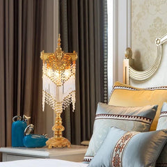 Elegant Copper and Gold Crystal Table Lamp.
