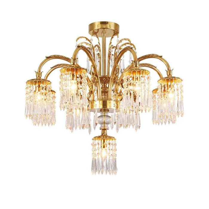 Crystal Copper French Chandelier. - 11lights D95 H75cm