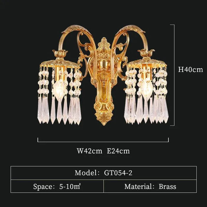 Crystal Copper French Chandelier. - W42 H40 E24cm