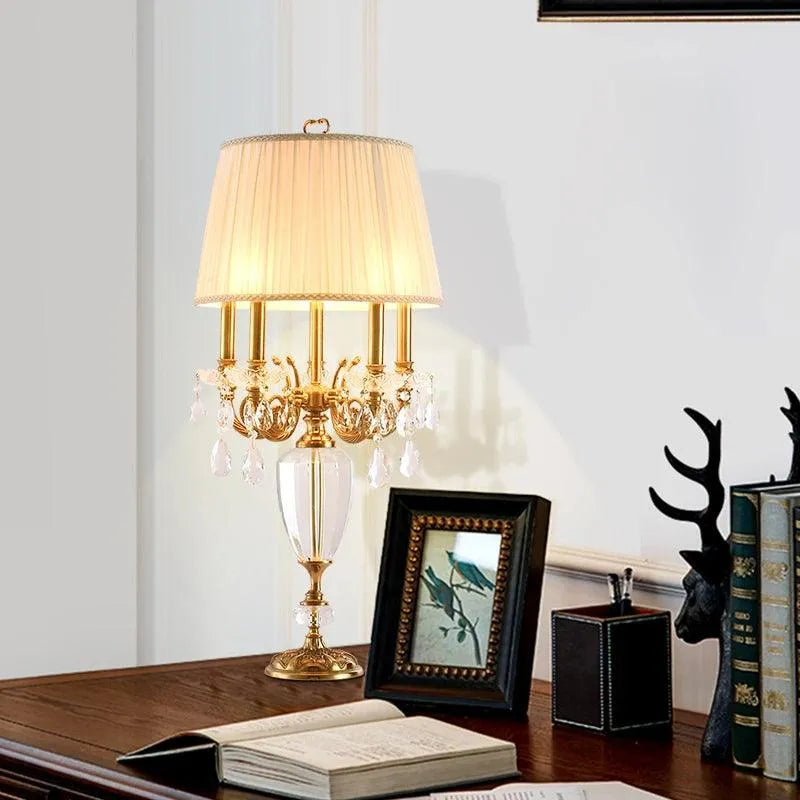 Elegant European Crystal Brass LED Lamp, Exquisite Luxury for Living Room Study Desktop Decor. - BH Home Store