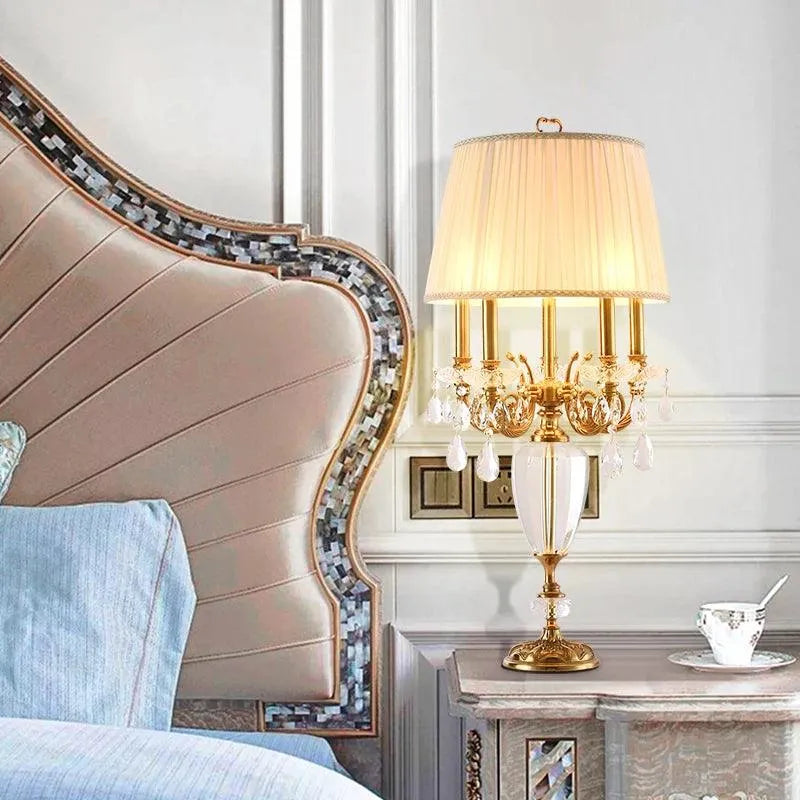 Elegant European Crystal Brass LED Lamp, Exquisite Luxury for Living Room Study Desktop Decor. - BH Home Store
