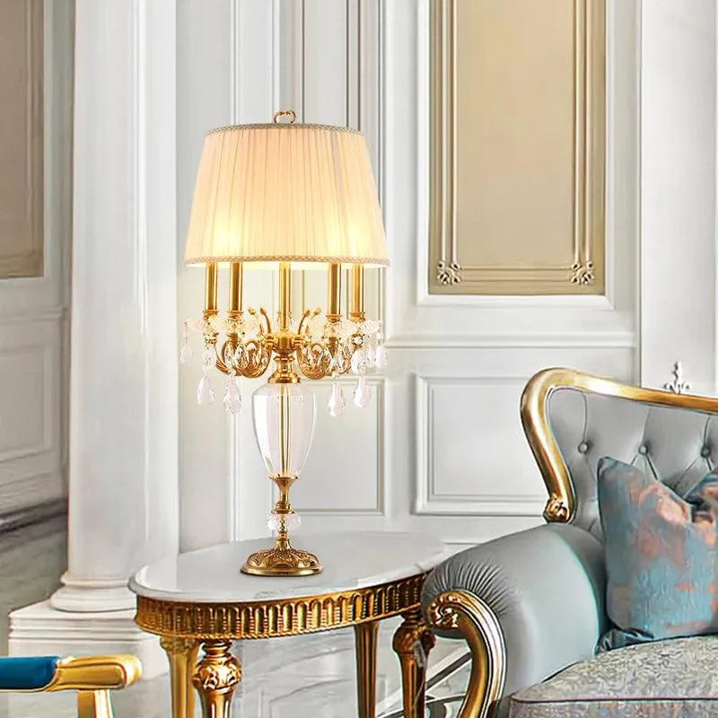 Elegant European Crystal Brass LED Lamp, Exquisite Luxury for Living Room Study Desktop Decor. - BH Home Store