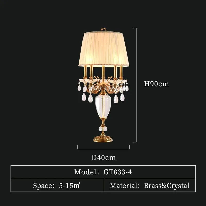 Elegant European Crystal Brass LED Lamp, Exquisite Luxury for Living Room Study Desktop Decor. - BH Home Store