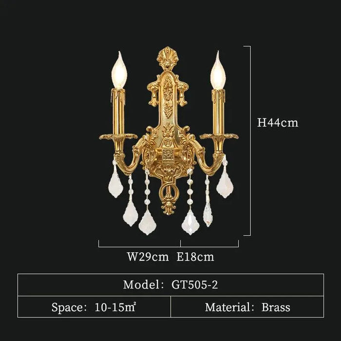 Elegant European Retro Crystal Water Drop Wall Lamp for Sophisticated Living and Sleeping Areas. - W29 H44 E18cm