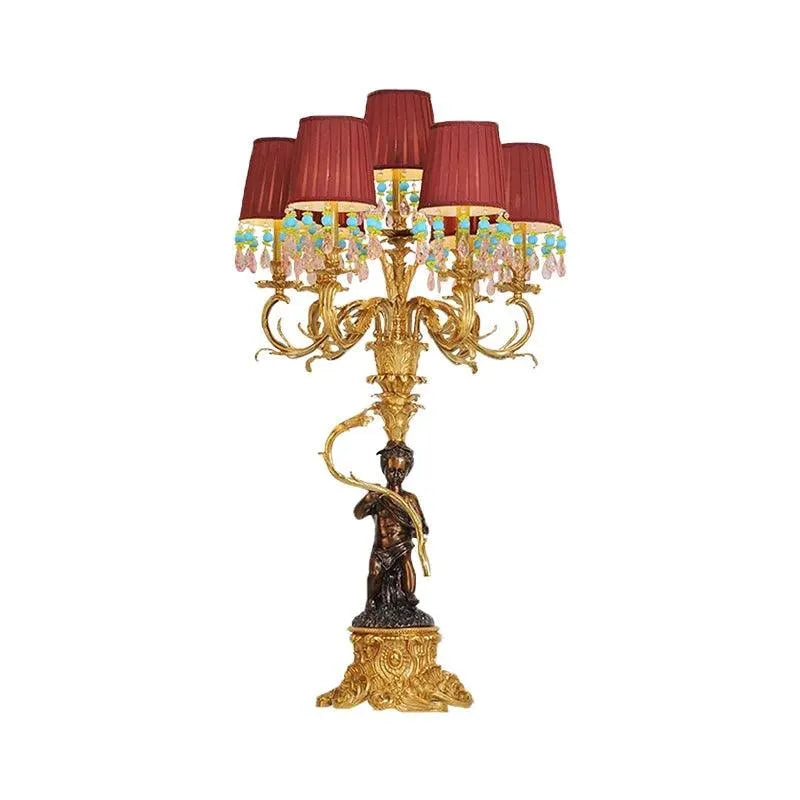 Elegant French Baroque Copper Table Lamp, Mid-Century European Brass, Villa Hall Decor. - BH Home Store