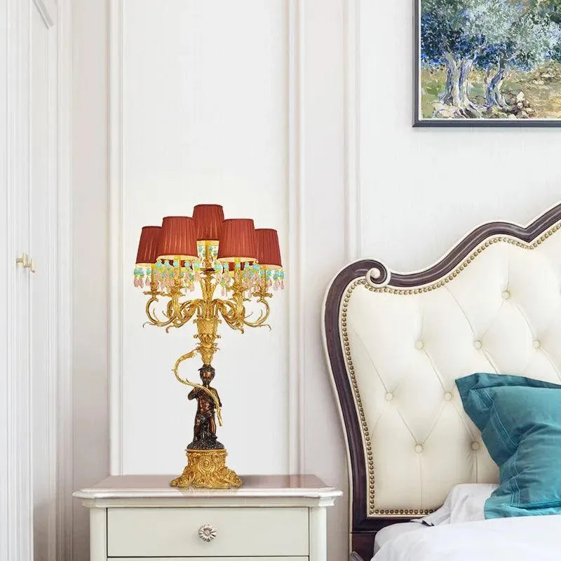 Elegant French Baroque Copper Table Lamp, Mid-Century European Brass, Villa Hall Decor. - BH Home Store