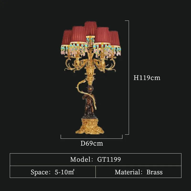 Elegant French Baroque Copper Table Lamp, Mid-Century European Brass, Villa Hall Decor. - BH Home Store