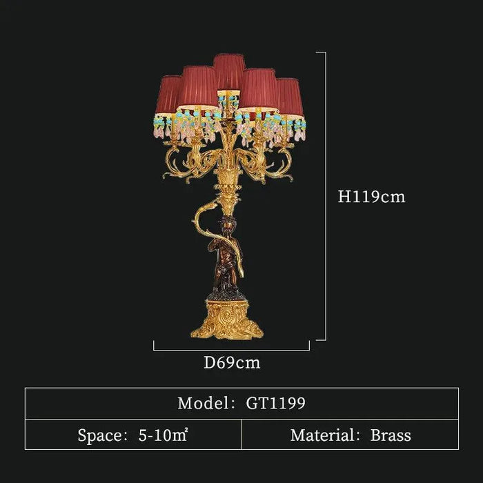 Elegant French Baroque Copper Table Lamp. - 7 lights D69 H119cm