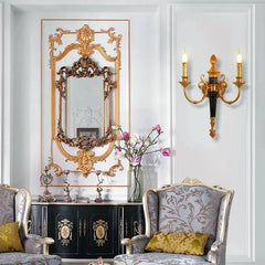 Elegant French Gold Full Copper Illumination: Luxury Wall Lamp for Distinguished Spaces.