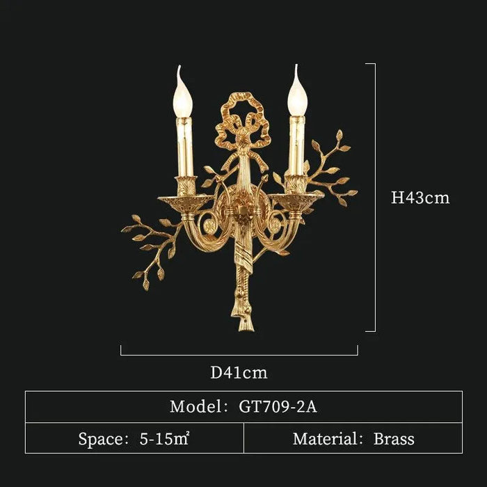 Elegant Handcrafted Brass Wall Sconce Adds Regal Charm to Your Bedroom Decor. - A W41 H43 E16cm