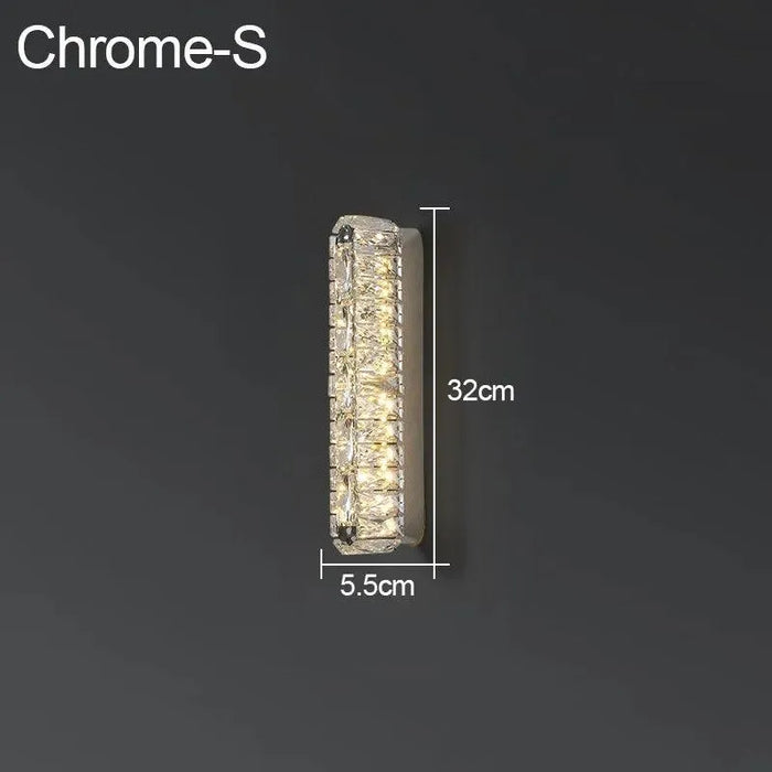 Elegant LED Crystal Wall Lamp. - Chrome Single 32 / 3 colors changeable