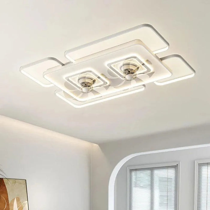 LED Ceiling Fans with Lights. - Rectangle White / 110V