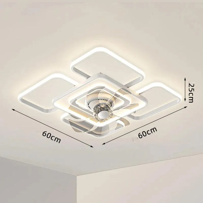 LED Ceiling Fans with Lights. - Square Large White / 110V