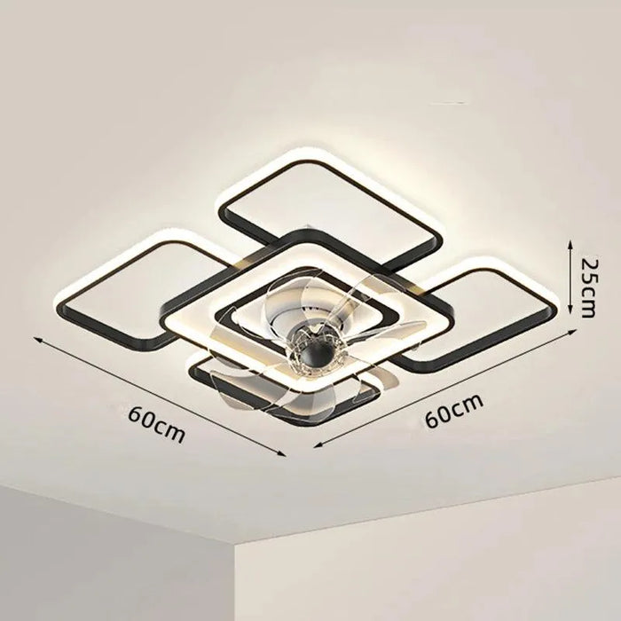 LED Ceiling Fans with Lights. - Square Large black / 110V