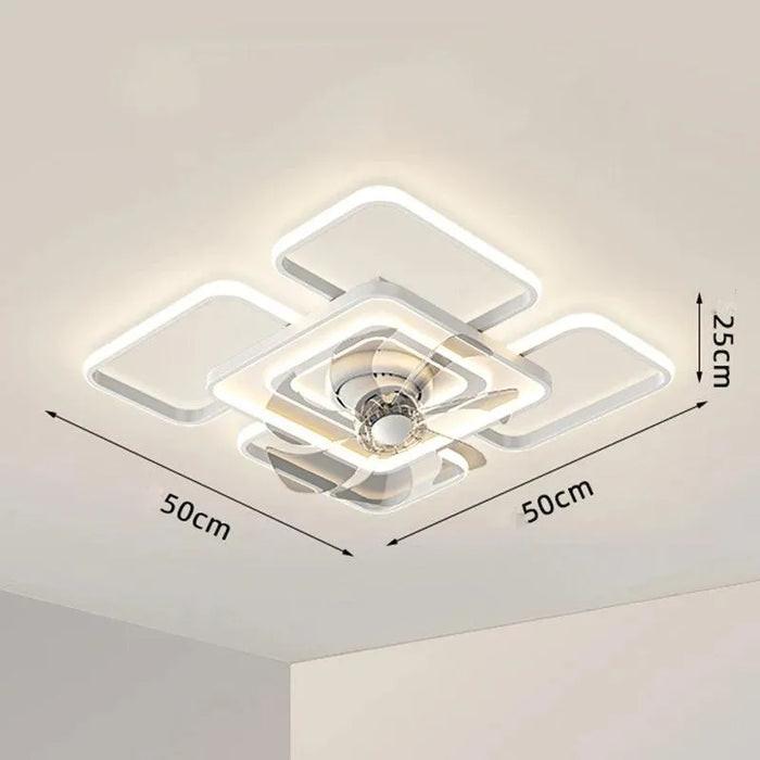 LED Ceiling Fans with Lights. - Square small white / 110V