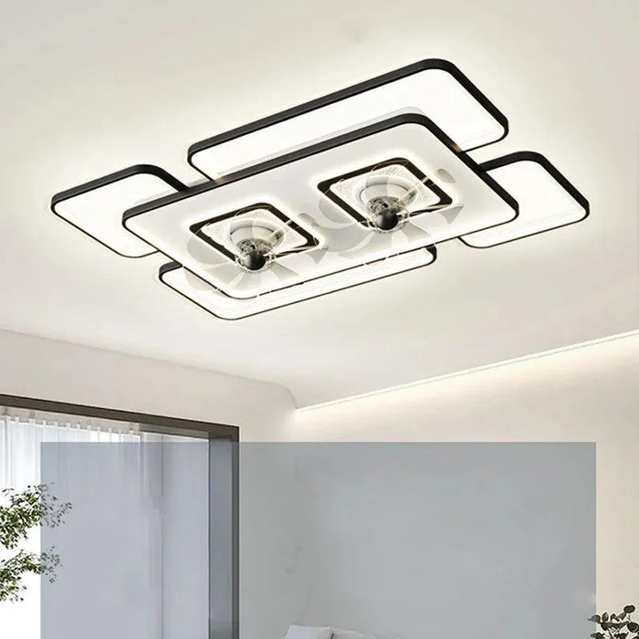 LED Ceiling Fans with Lights. - Rectangle black / 110V