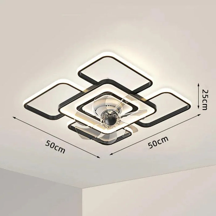 LED Ceiling Fans with Lights. - Square small black / 110V