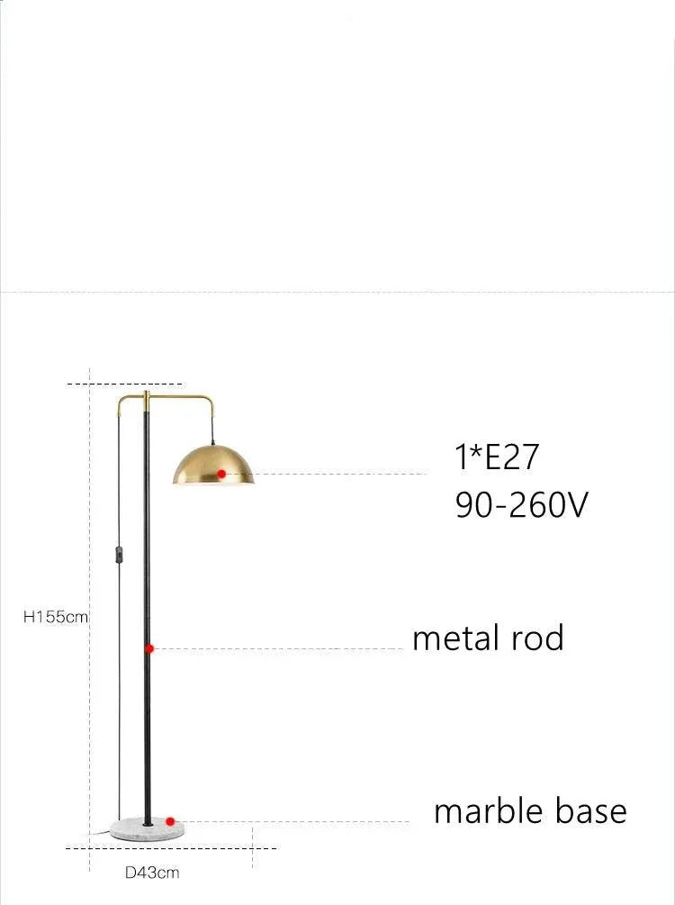 Elegant Nordic Gold Metal E27 Floor Lamp: Postmodern Minimalist Stand for Model Rooms. - BH Home Store