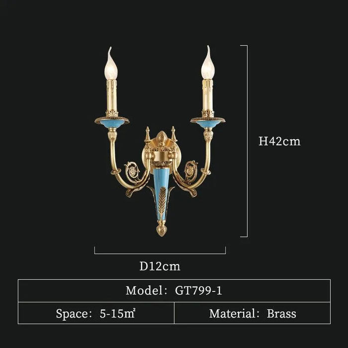 Elegant Palace Inspired Lighting: French Antique and American Style Brass Wall Sconce. - W40 H42 E40cm