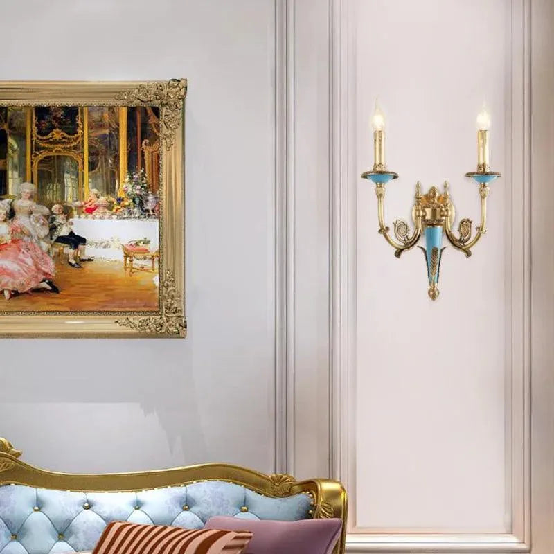 Elegant Palace Inspired Lighting: French Antique and American Style Brass Wall Sconce.