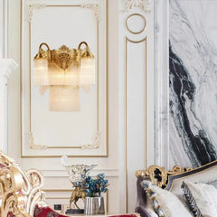 Elegant Rococo Victoria LED Suspension Wall Lamp, Modern Crystal Glass Artistic Sconce Lighting.