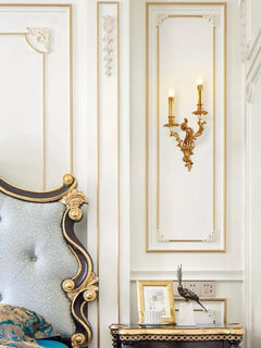 Elegant Royal Lighting: Vintage French Rococo Antique Brass and Copper Wall Sconce.