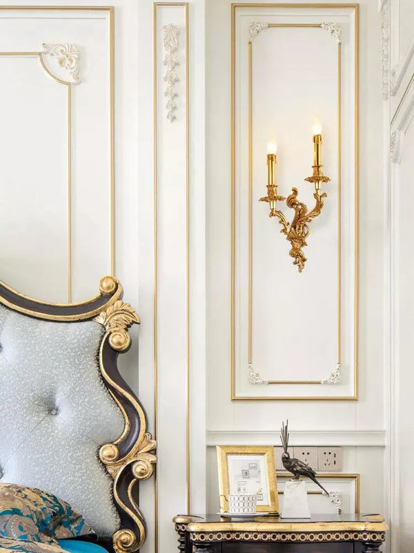 Elegant Royal Lighting: Vintage French Rococo Antique Brass and Copper Wall Sconce. - BH Home Store