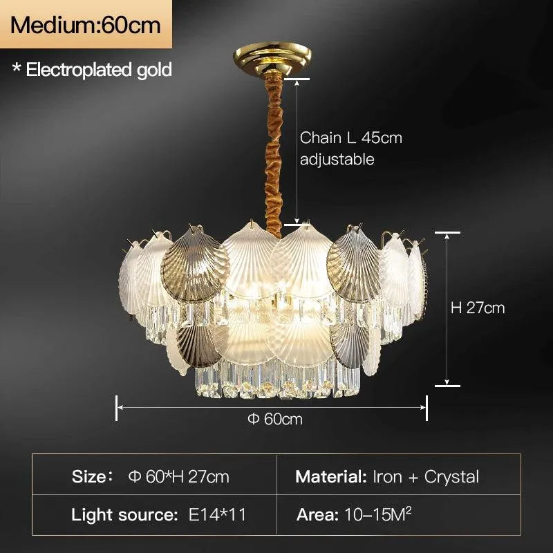 Elegant Shell Crystal Chandelier. - BH Home Store